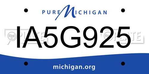 IA5G925 Michigan License Plate