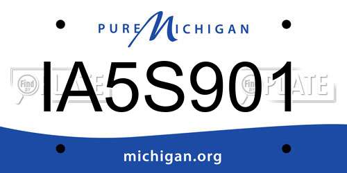 IA5S901 Michigan License Plate