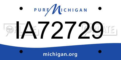 IA72729 Michigan License Plate