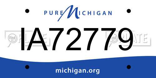 IA72779 Michigan License Plate