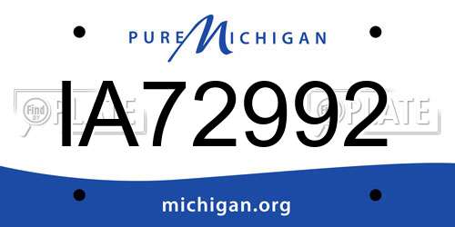 IA72992 Michigan License Plate