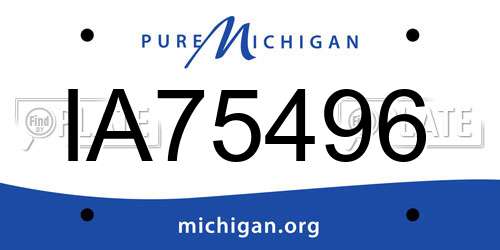 IA75496 Michigan License Plate