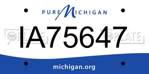 IA75647 Michigan License Plate