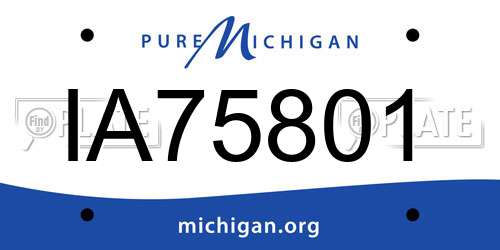 IA75801 Michigan License Plate