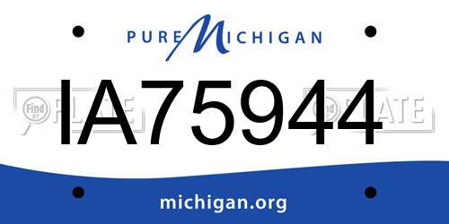 IA75944 Michigan License Plate