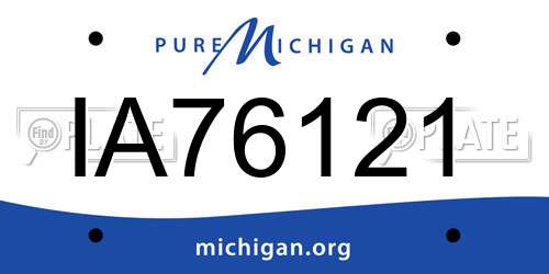 IA76121 Michigan License Plate