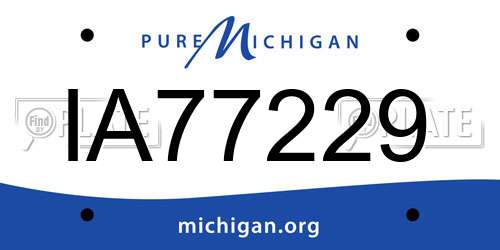 IA77229 Michigan License Plate