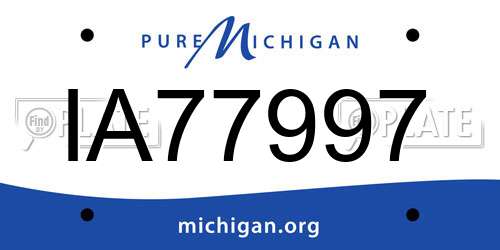 IA77997 Michigan License Plate