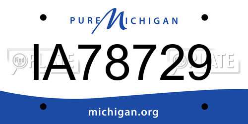 IA78729 Michigan License Plate