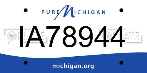IA78944 Michigan License Plate