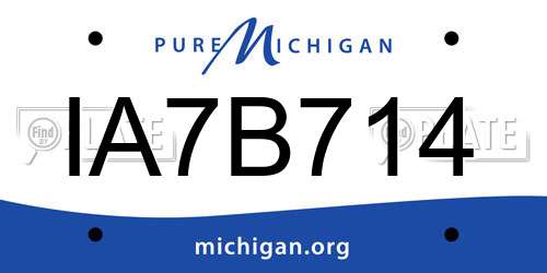 IA7B714 Michigan License Plate