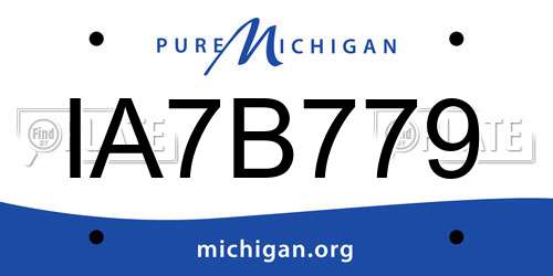 IA7B779 Michigan License Plate