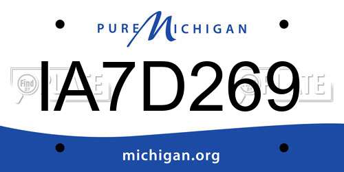 IA7D269 Michigan License Plate