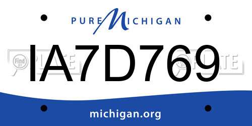 IA7D769 Michigan License Plate