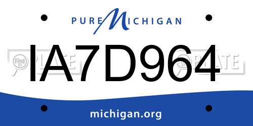 IA7D964 Michigan License Plate