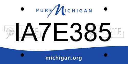 IA7E385 Michigan License Plate