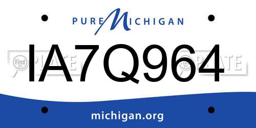 IA7Q964 Michigan License Plate