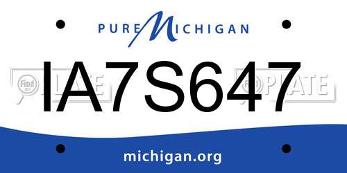 IA7S647 Michigan License Plate