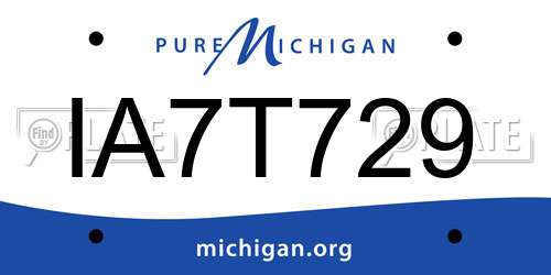 IA7T729 Michigan License Plate