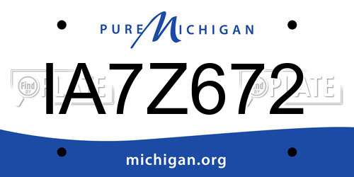 IA7Z672 Michigan License Plate