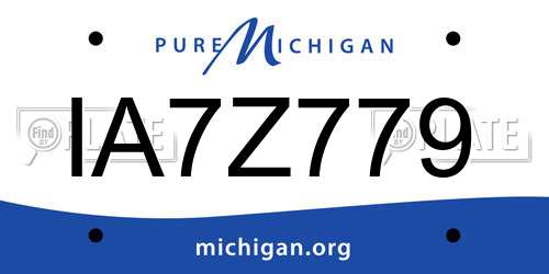 IA7Z779 Michigan License Plate