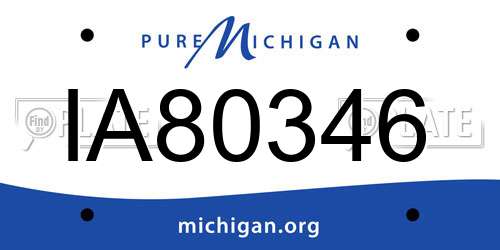 IA80346 Michigan License Plate