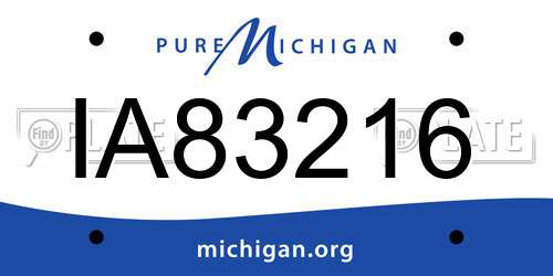 IA83216 Michigan License Plate