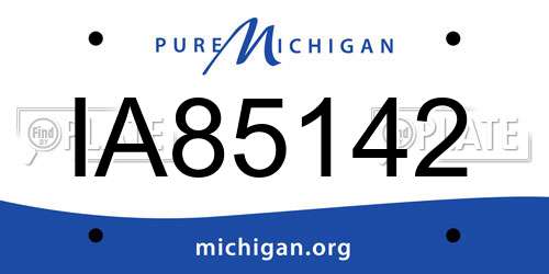 IA85142 Michigan License Plate