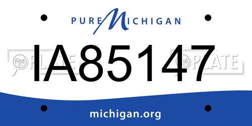 IA85147 Michigan License Plate