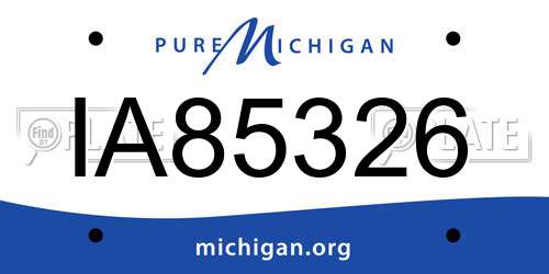 IA85326 Michigan License Plate