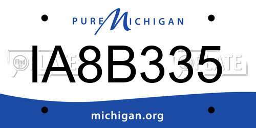 IA8B335 Michigan License Plate