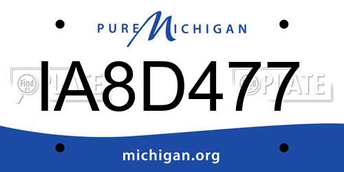 IA8D477 Michigan License Plate