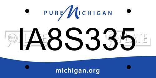 IA8S335 Michigan License Plate