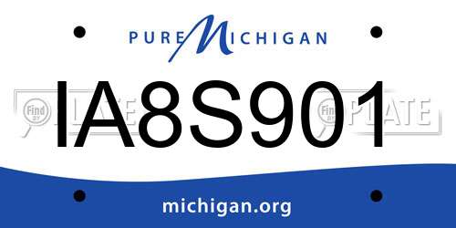 IA8S901 Michigan License Plate