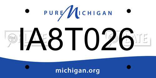 IA8T026 Michigan License Plate
