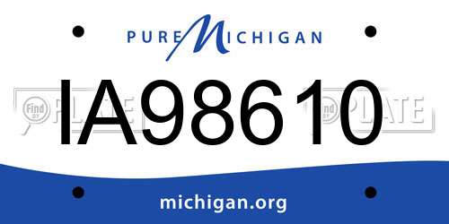 IA98610 Michigan License Plate