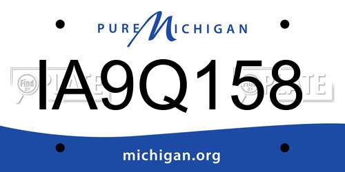 IA9Q158 Michigan License Plate