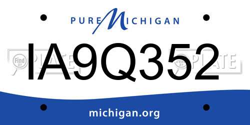 IA9Q352 Michigan License Plate