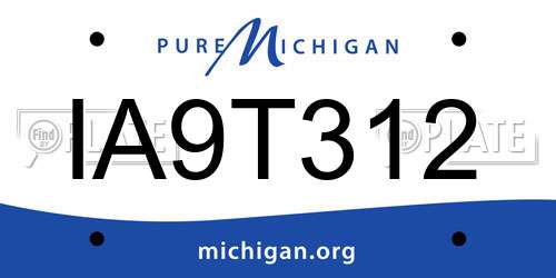 IA9T312 Michigan License Plate