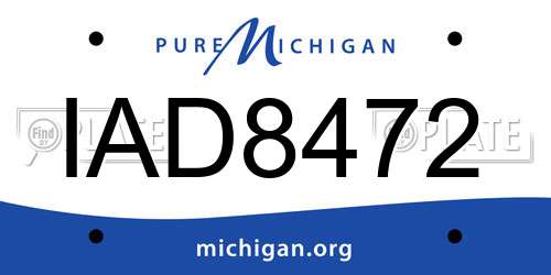 IAD8472 Michigan License Plate