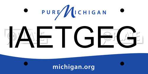 IAETGEG Michigan License Plate