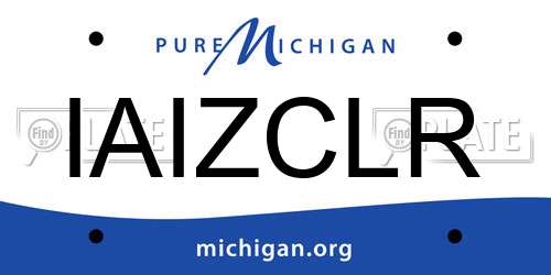 IAIZCLR Michigan License Plate