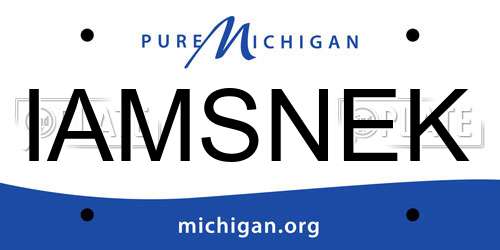 IAMSNEK Michigan License Plate