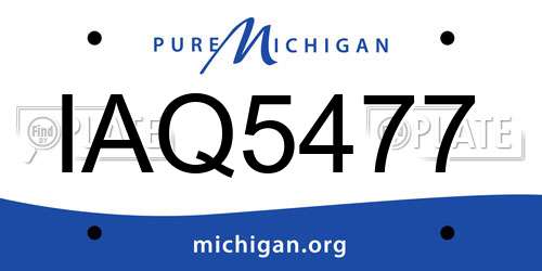 IAQ5477 Michigan License Plate