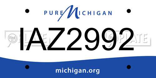 IAZ2992 Michigan License Plate