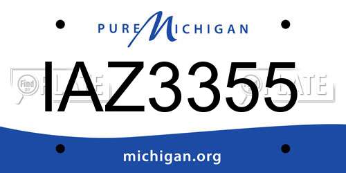 IAZ3355 Michigan License Plate