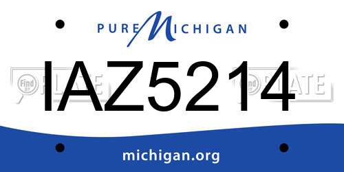 IAZ5214 Michigan License Plate