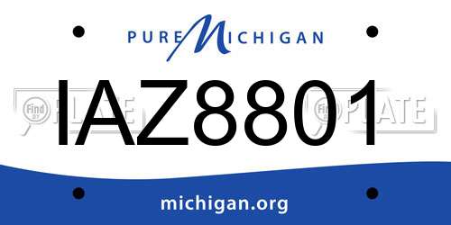 IAZ8801 Michigan License Plate