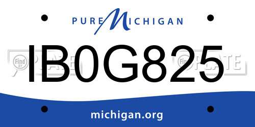 IB0G825 Michigan License Plate