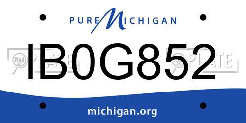 IB0G852 Michigan License Plate